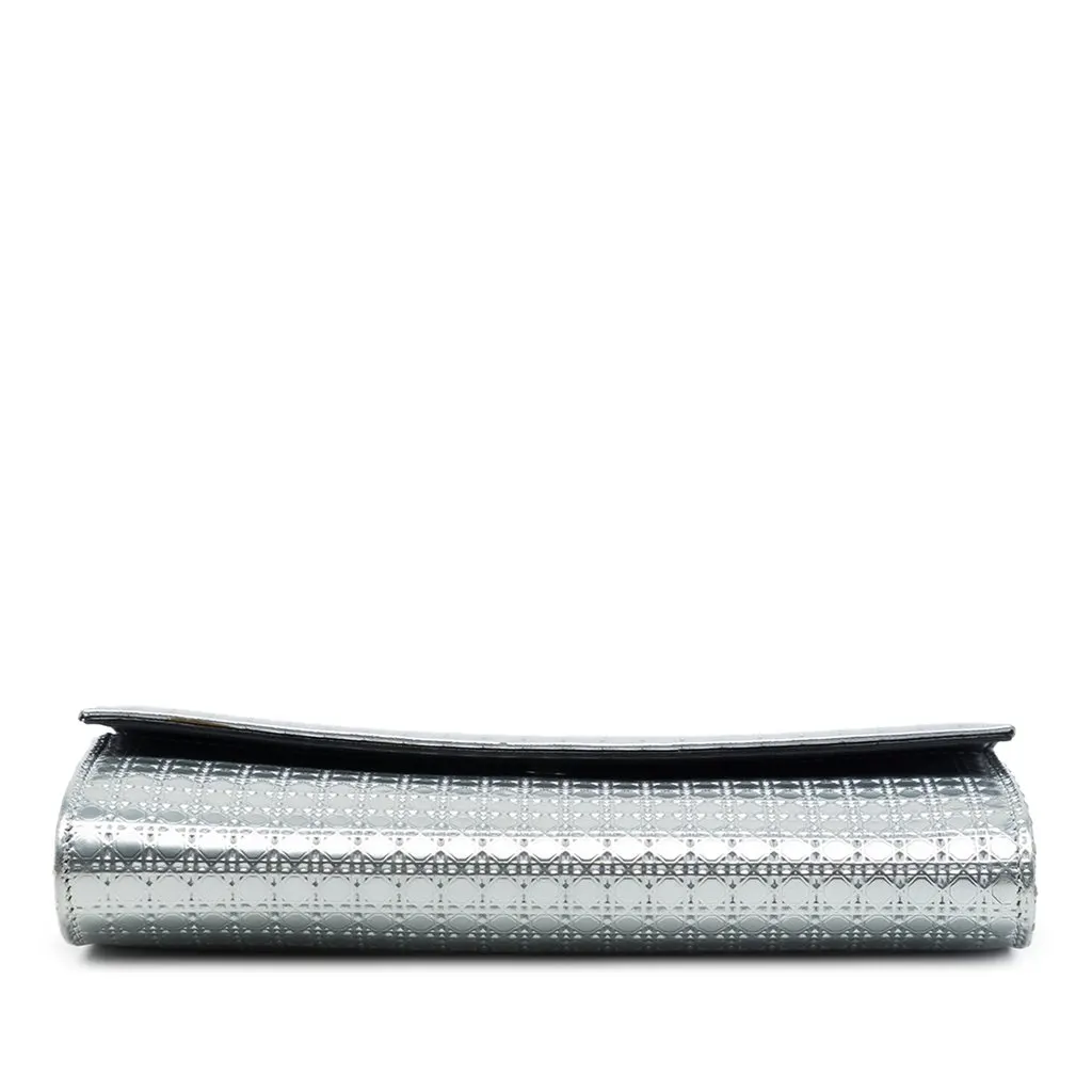 Dior Metallic Patent Microcannage Lady Dior Croisiere Wallet On Chain Silver Leather Very good - Inside View