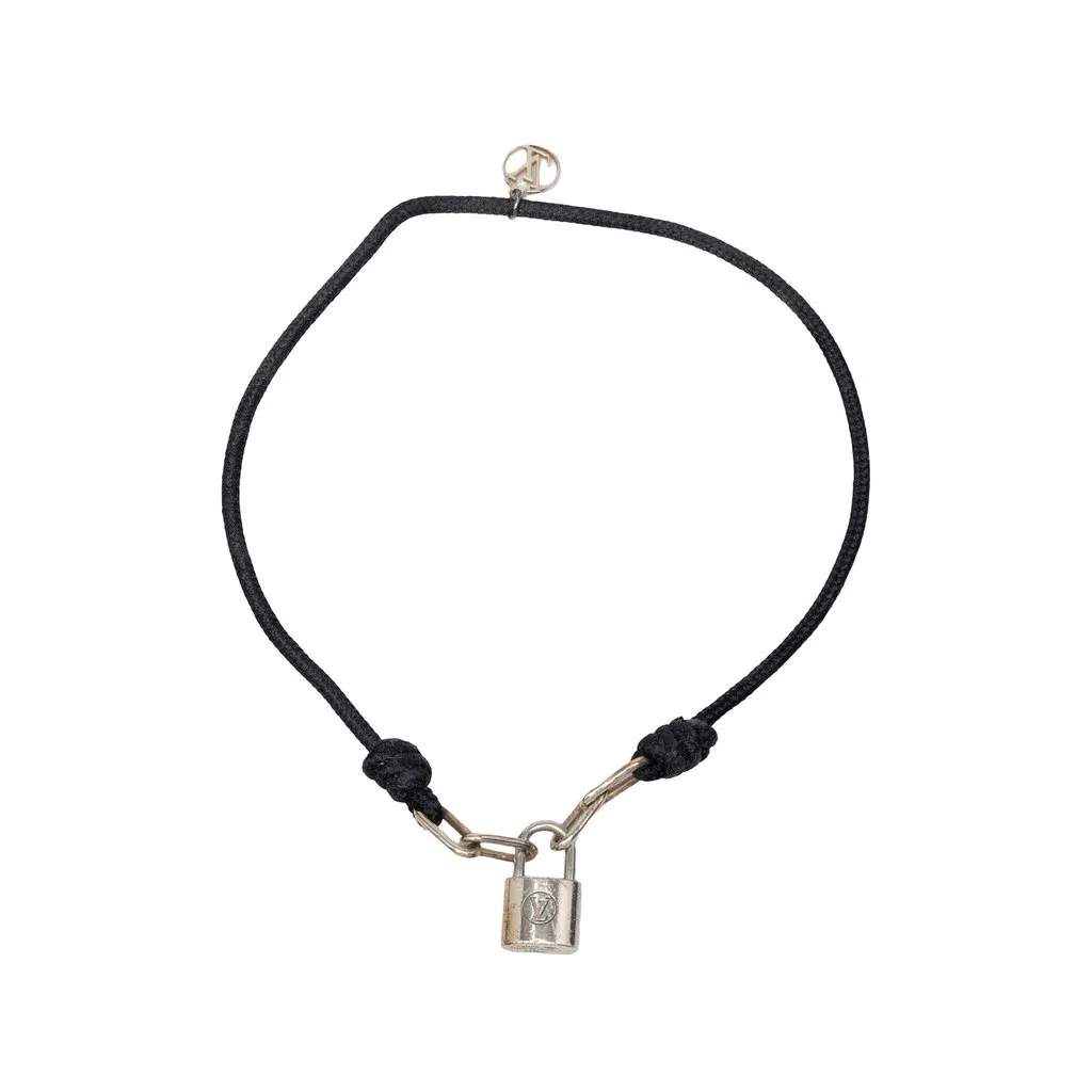 Louis Vuitton Unicef Sterling Silver and Cord Lockit Bracelet Silver Metal Very good - Front View