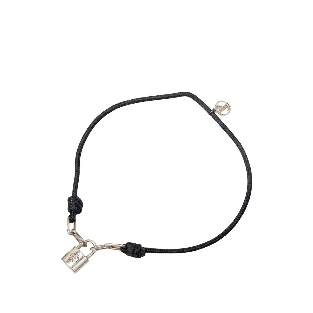 Louis Vuitton Unicef Sterling Silver and Cord Lockit Bracelet Silver Metal Very good - Back View