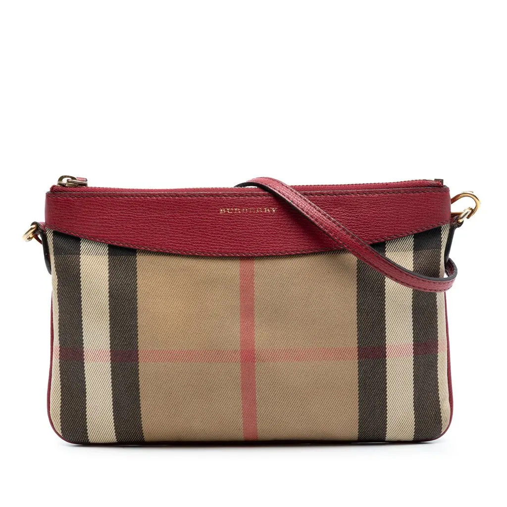Burberry House Check Canvas Derby Peyton Crossbody Brown Good - Front View