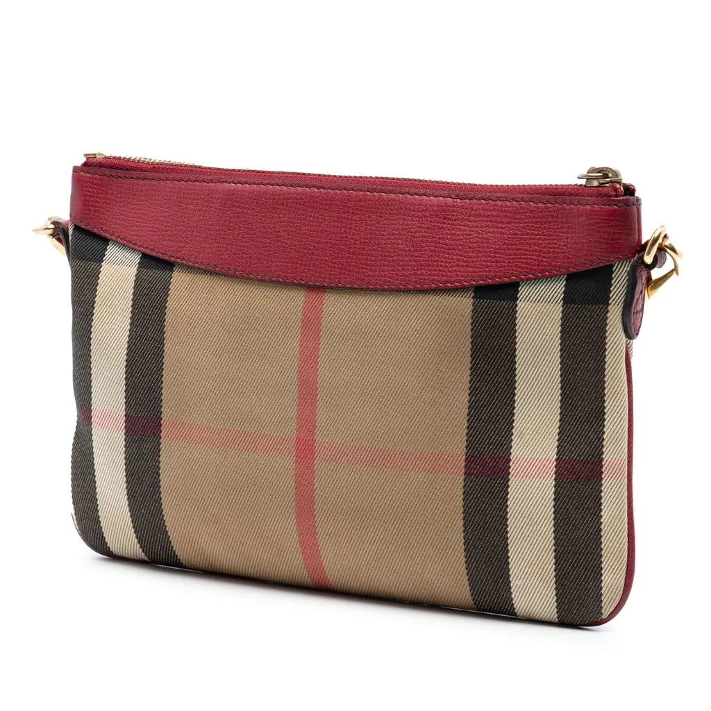 Burberry House Check Canvas Derby Peyton Crossbody Brown Good - Back View