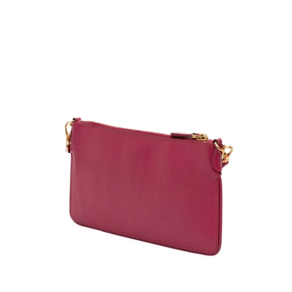 Prada Saffiano Lux Top Zip Crossbody Pink Leather Very good - Back View