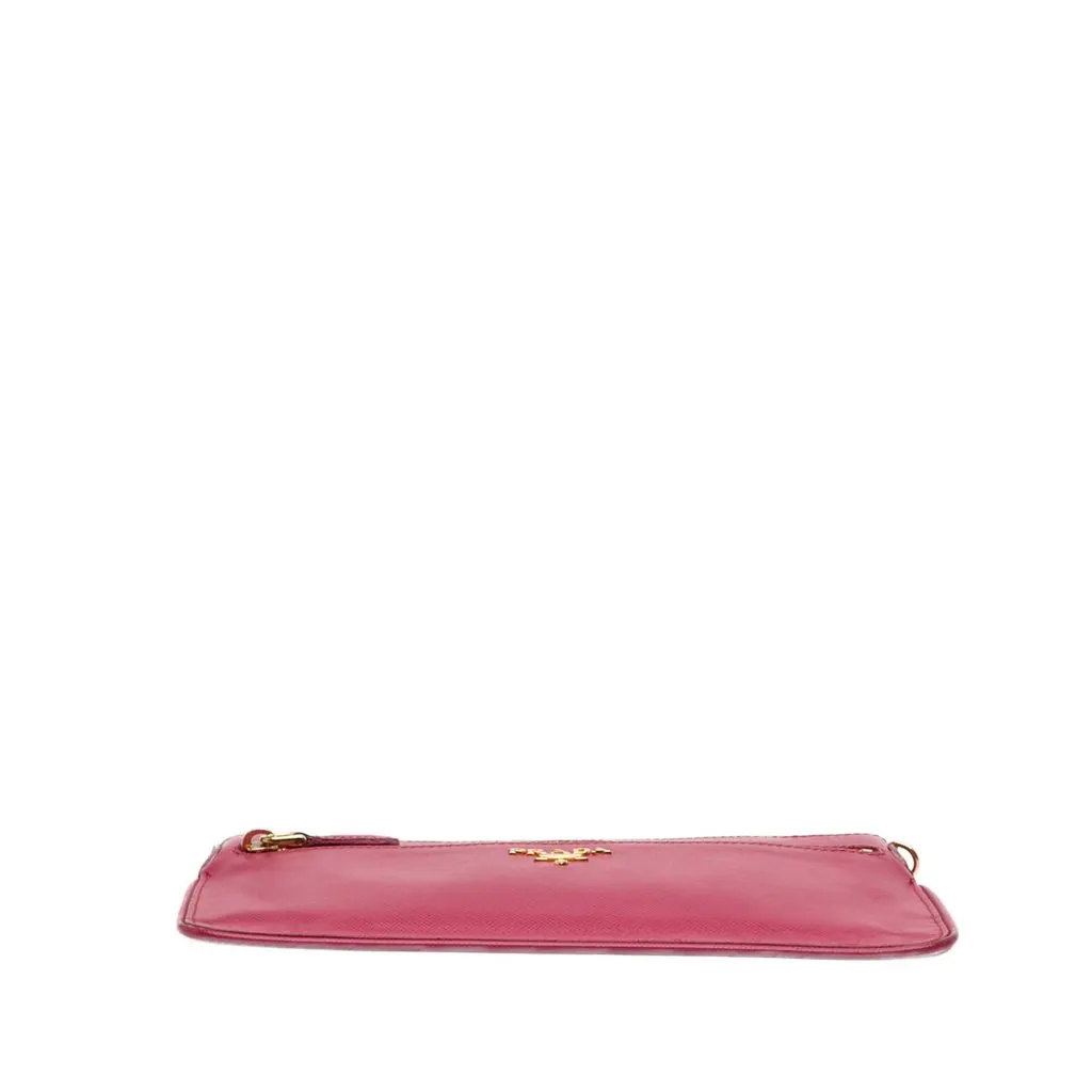 Prada Saffiano Lux Top Zip Crossbody Pink Leather Very good - Inside View
