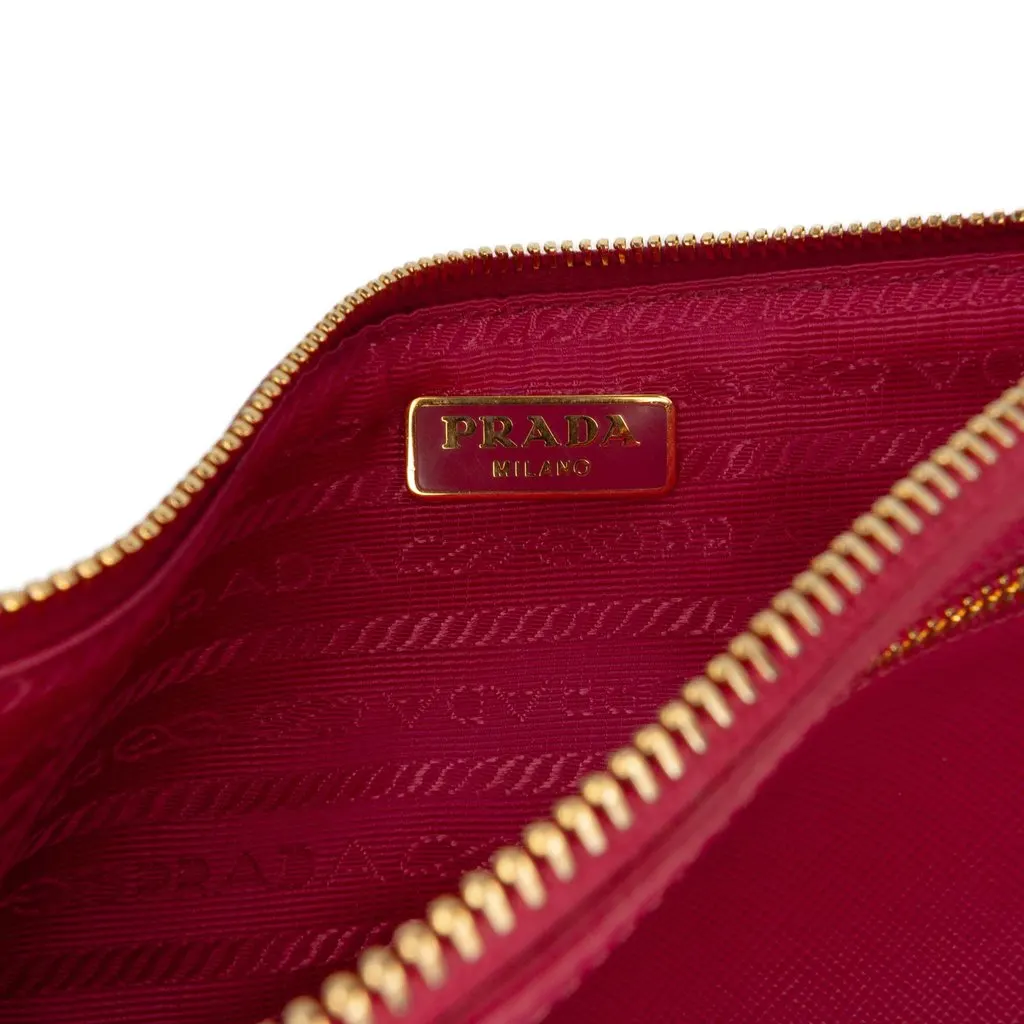 Prada Saffiano Lux Top Zip Crossbody Pink Leather Very good - Box View