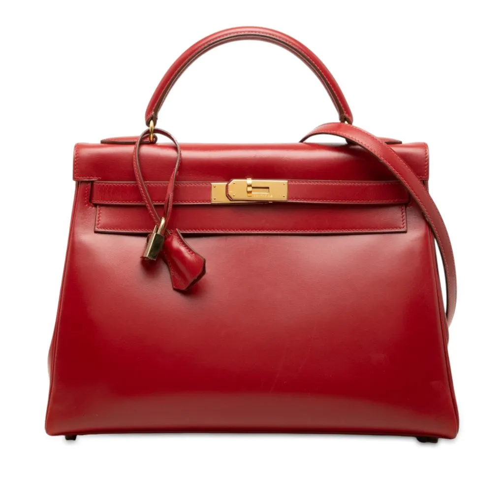Hermès Box Calf Kelly Retourne 32 Red Leather Good - Front View