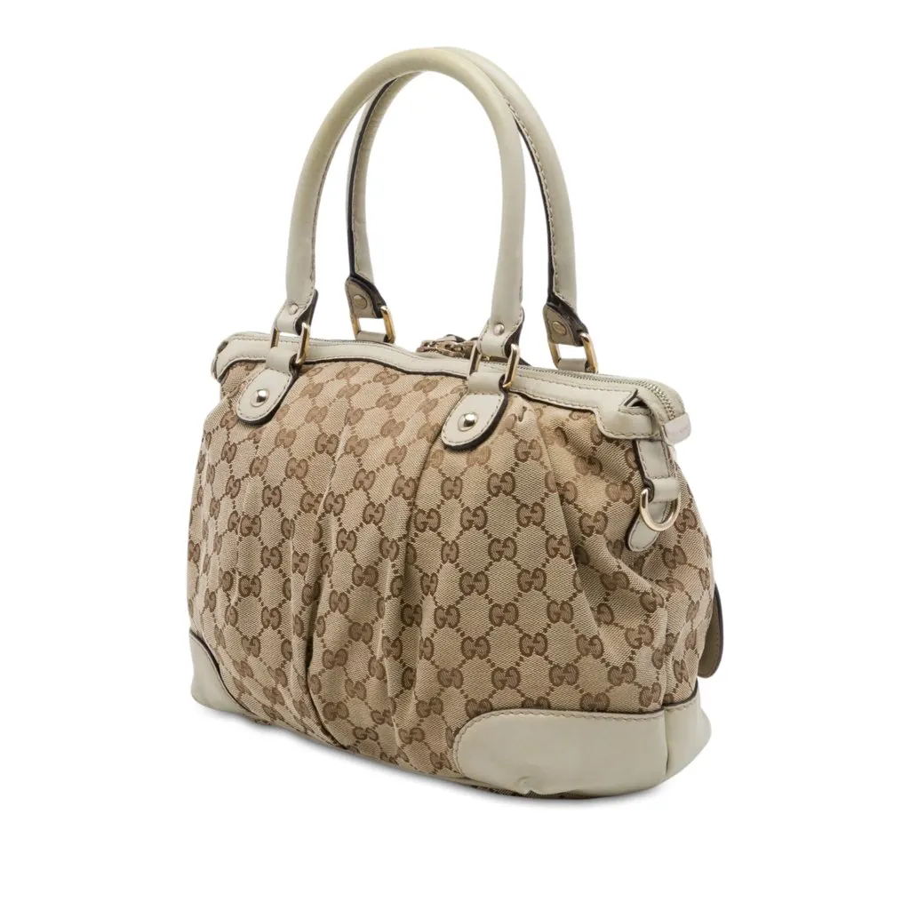 Gucci GG Canvas Sukey Satchel Beige Canvas Good - Back View