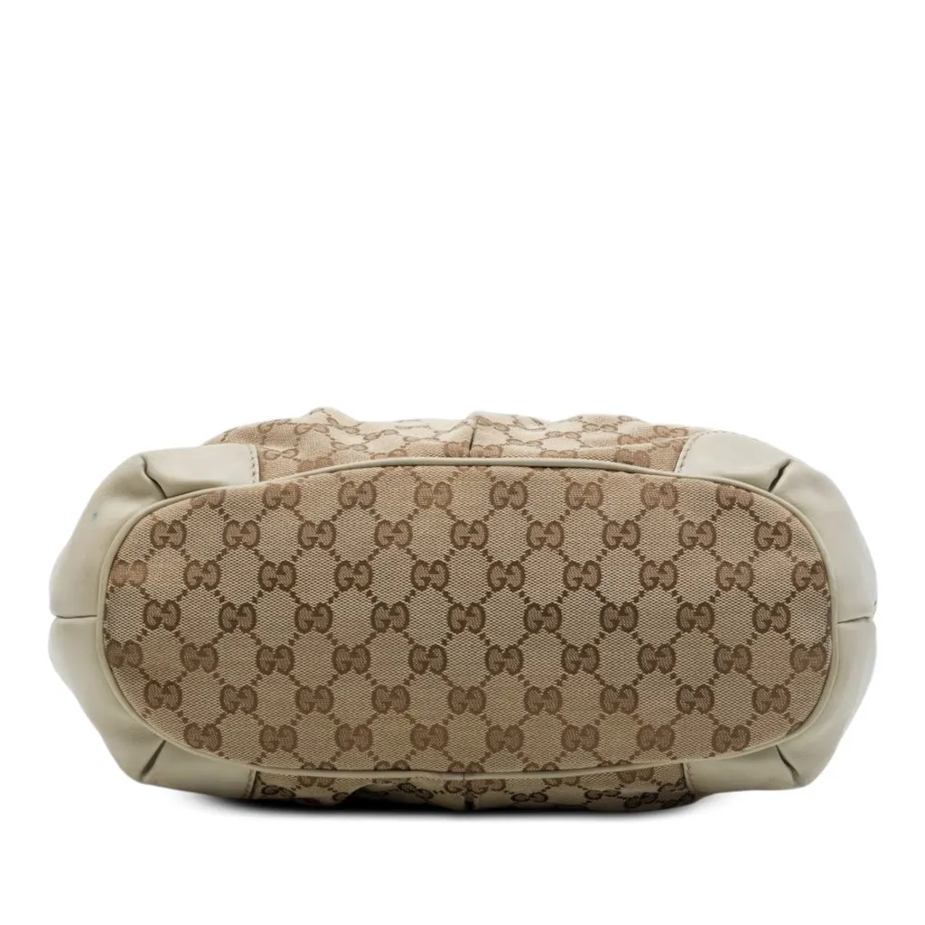 Gucci GG Canvas Sukey Satchel Beige Canvas Good - Inside View