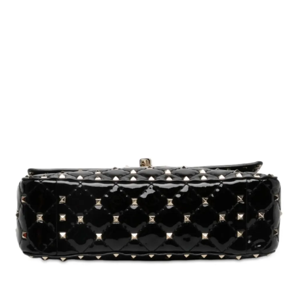 Valentino Medium Patent Rockstud Spike Satchel Black Leather Very good - Inside View
