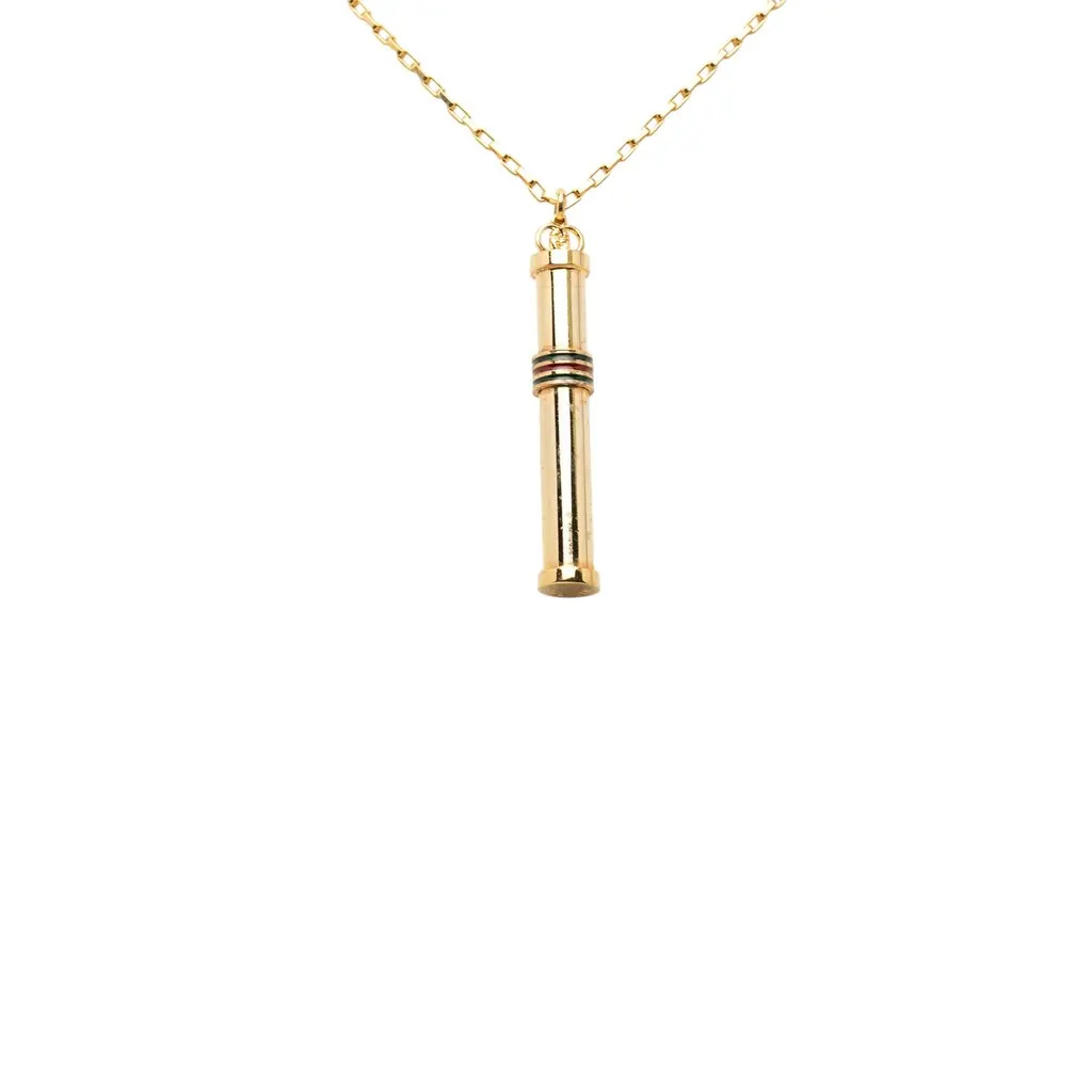 Gucci Gold Plated Web Perfume Bottle Pendant Necklace Gold Metal Very good - Back View