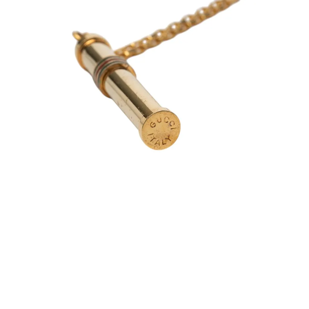 Gucci Gold Plated Web Perfume Bottle Pendant Necklace Gold Metal Very good - Model View