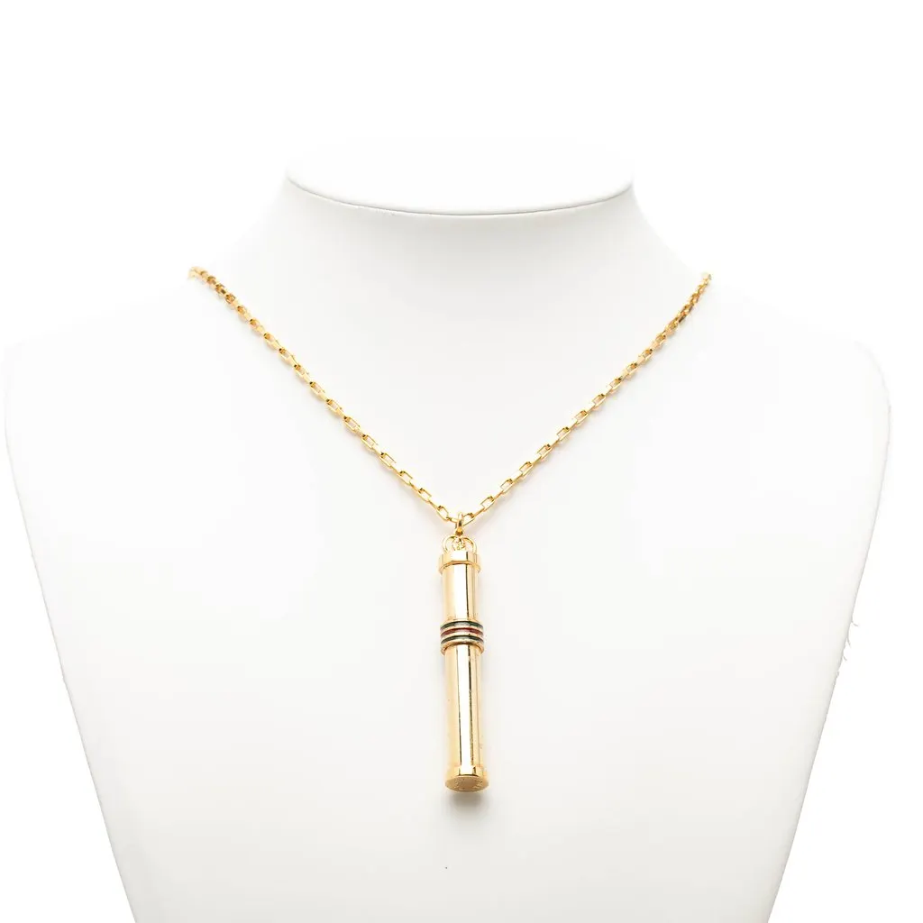 Gucci Gold Plated Web Perfume Bottle Pendant Necklace Gold Metal Very good - Box View