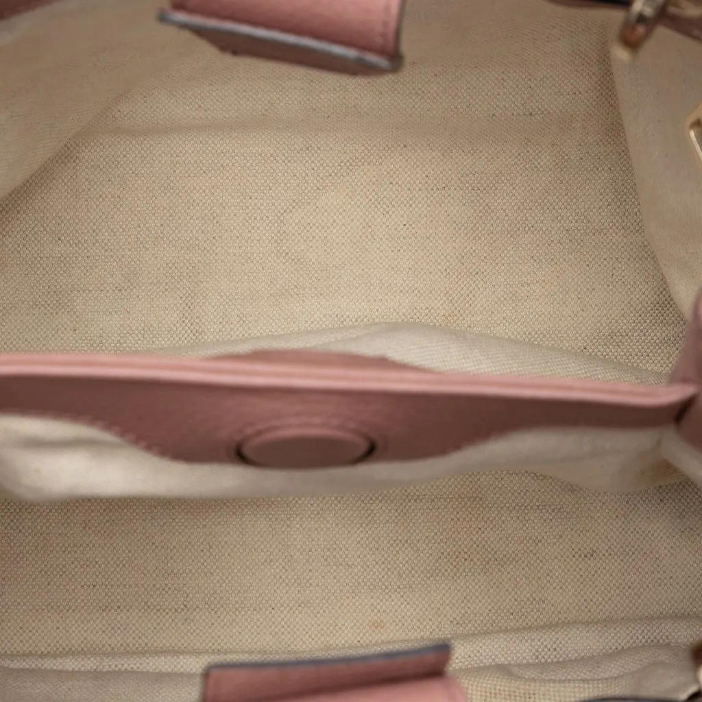 Gucci Small Calfskin Bamboo Shopper Satchel Brown Leather Very good - Model View