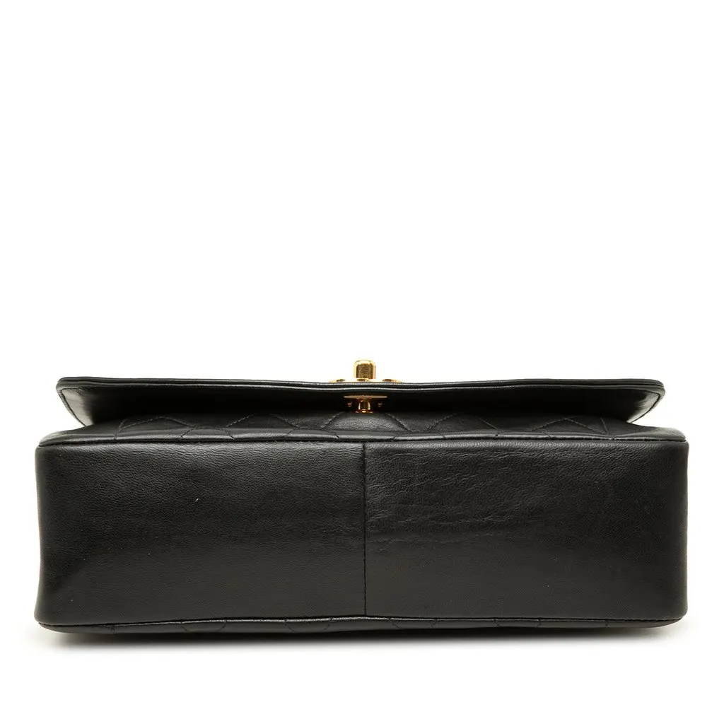Chanel Medium Lambskin Diana Flap Black Leather Good - Inside View