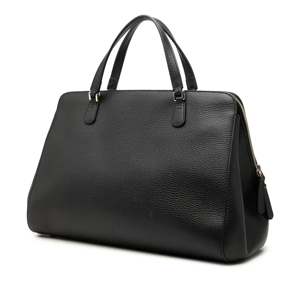 Gucci Dollar Calfskin Lady Satchel Black Leather Very good - Back View