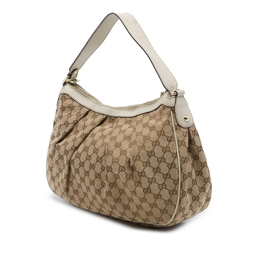 Gucci GG Canvas Sukey Shoulder Bag Beige Canvas Good - Back View