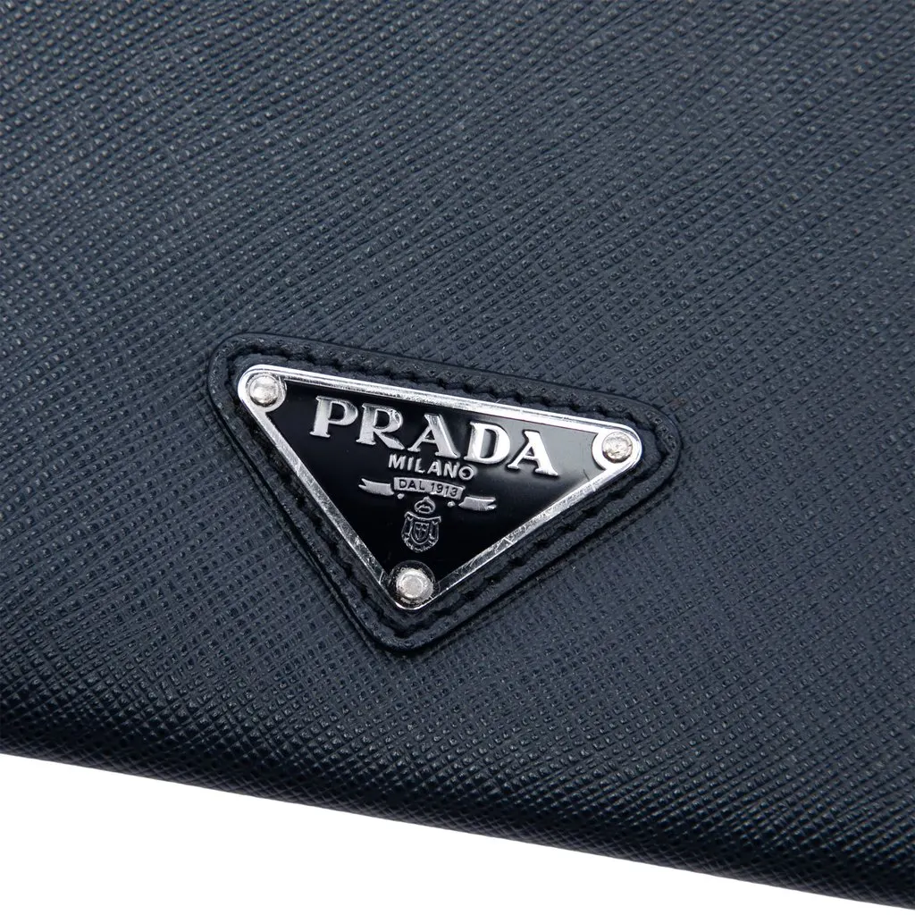 Prada Saffiano Monkey Robot Clutch Blue Leather Very good - Box View