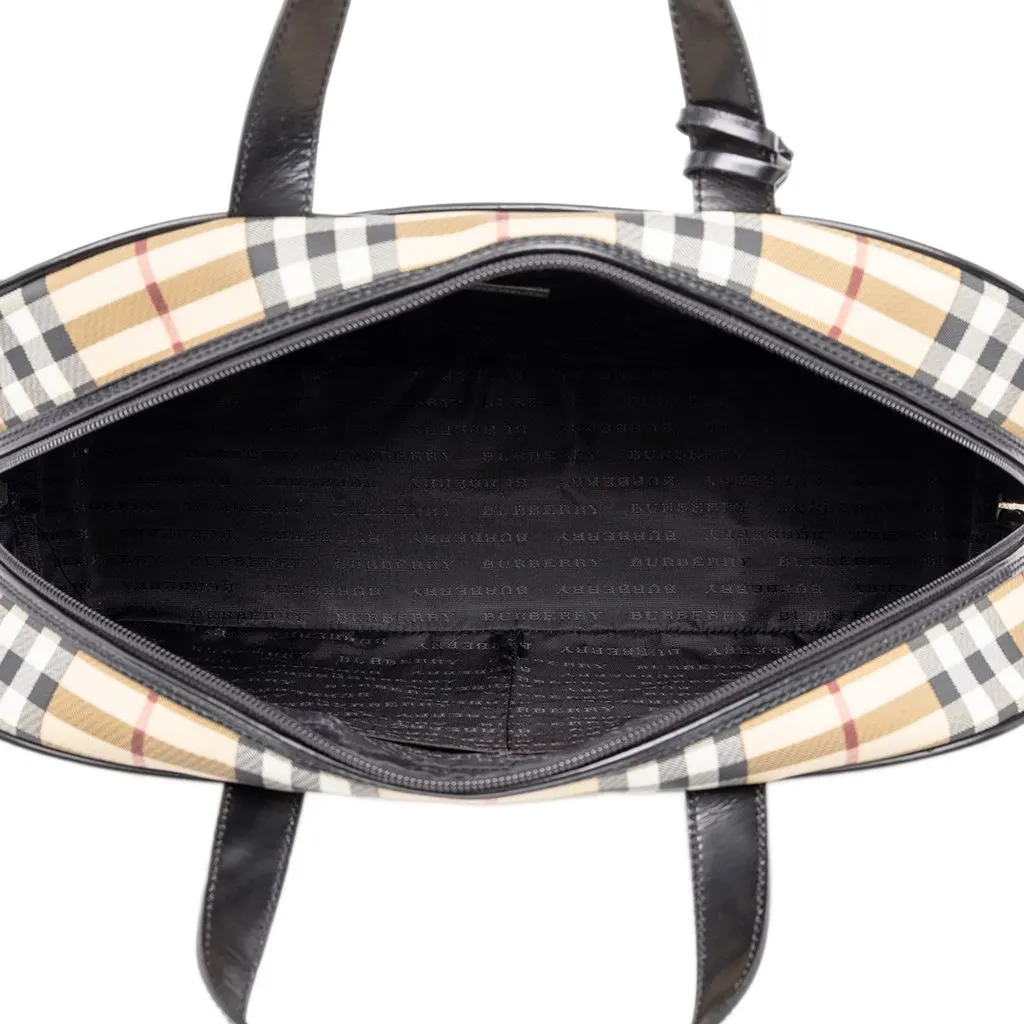 Burberry House Check Coated Canvas Travel Bag Beige Canvas Good - Model View