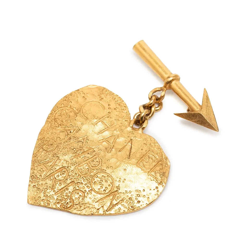 Chanel Gold Plated Cambon Paris Arrow Heart Swing Brooch Gold Metal Very good - Front View