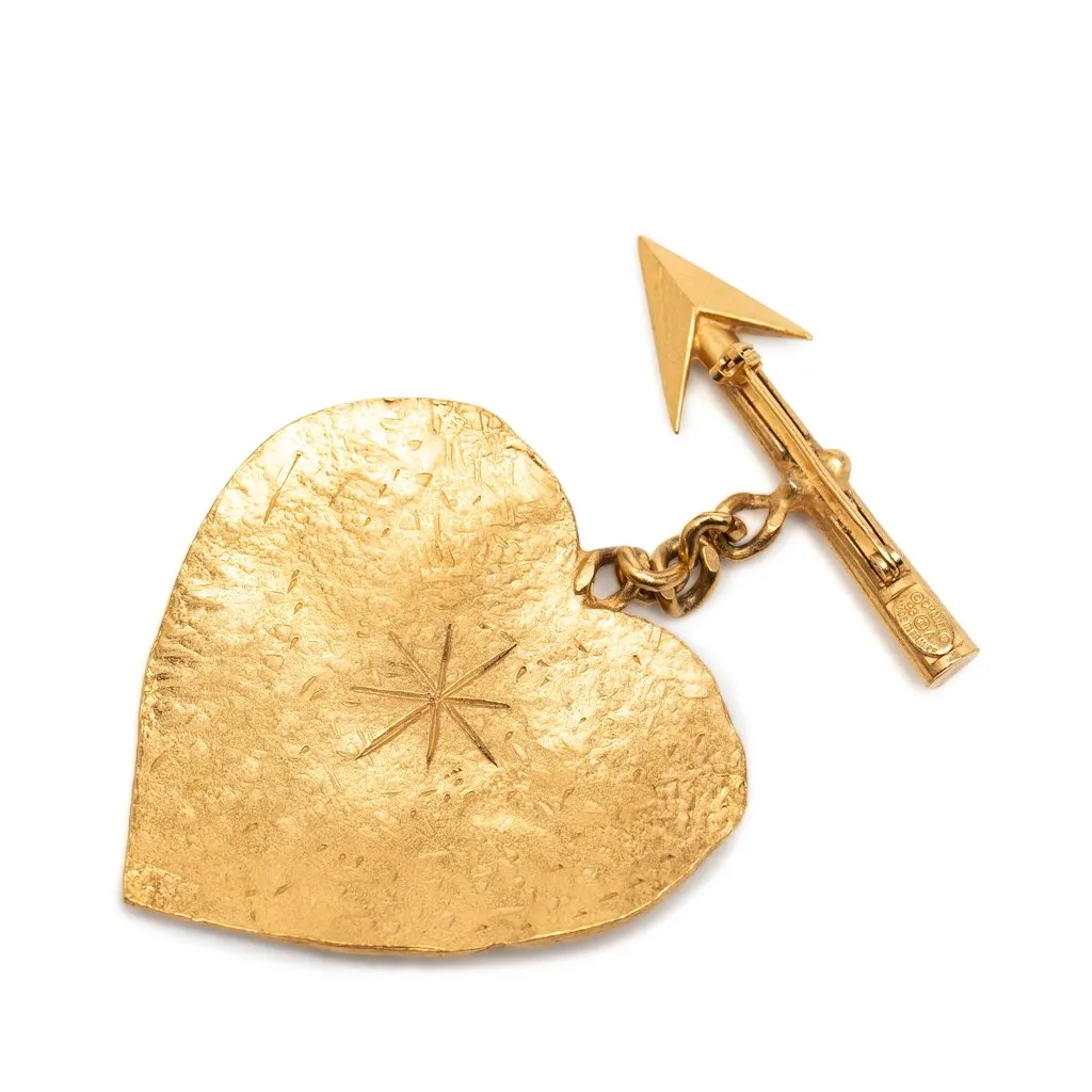 Chanel Gold Plated Cambon Paris Arrow Heart Swing Brooch Gold Metal Very good - Back View