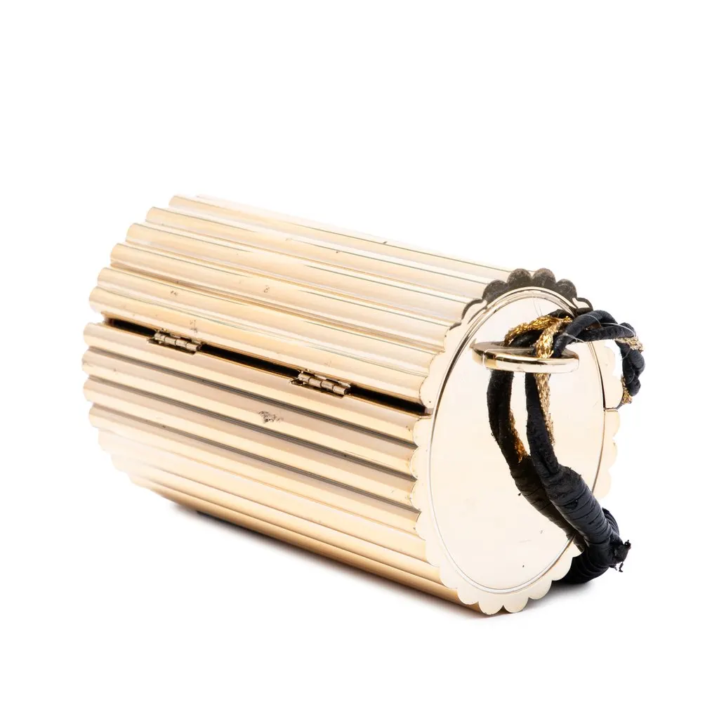 Saint Laurent Ribbed Acrylic and Lambskin Fringe Monogram Opium Box Bag Gold Plastic Very good - Back View