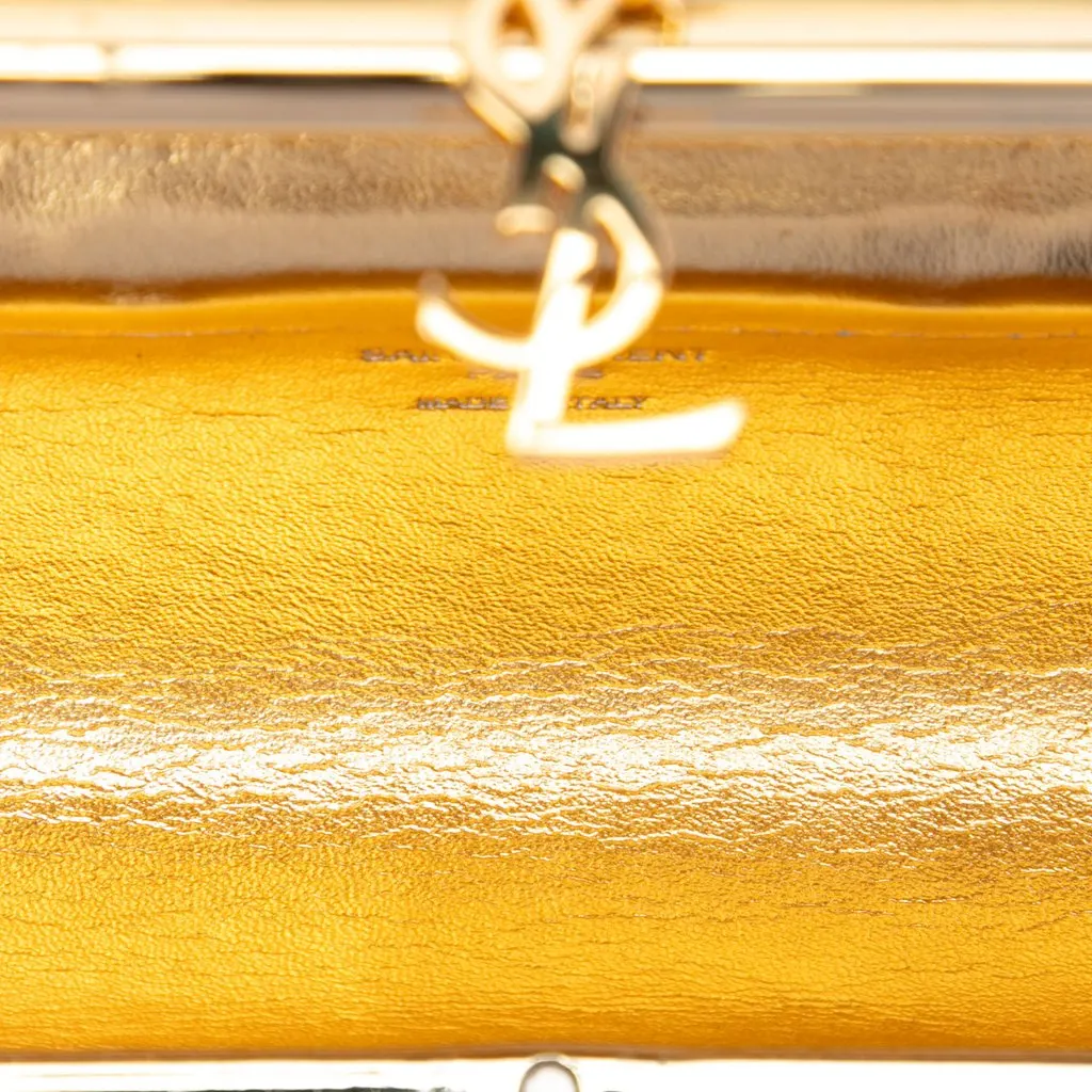 Saint Laurent Ribbed Acrylic and Lambskin Fringe Monogram Opium Box Bag Gold Plastic Very good - Model View
