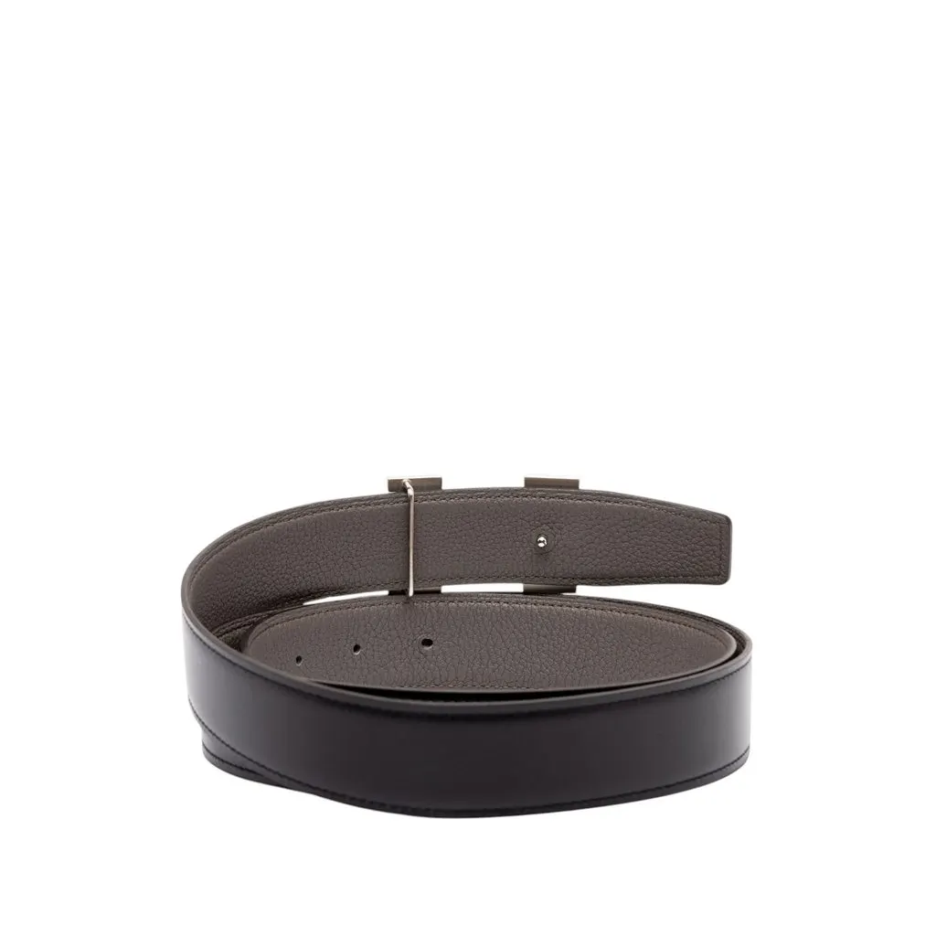 Hermès Swift and Togo Constance H Guillochee Reversible Belt Black Leather Very good - Inside View