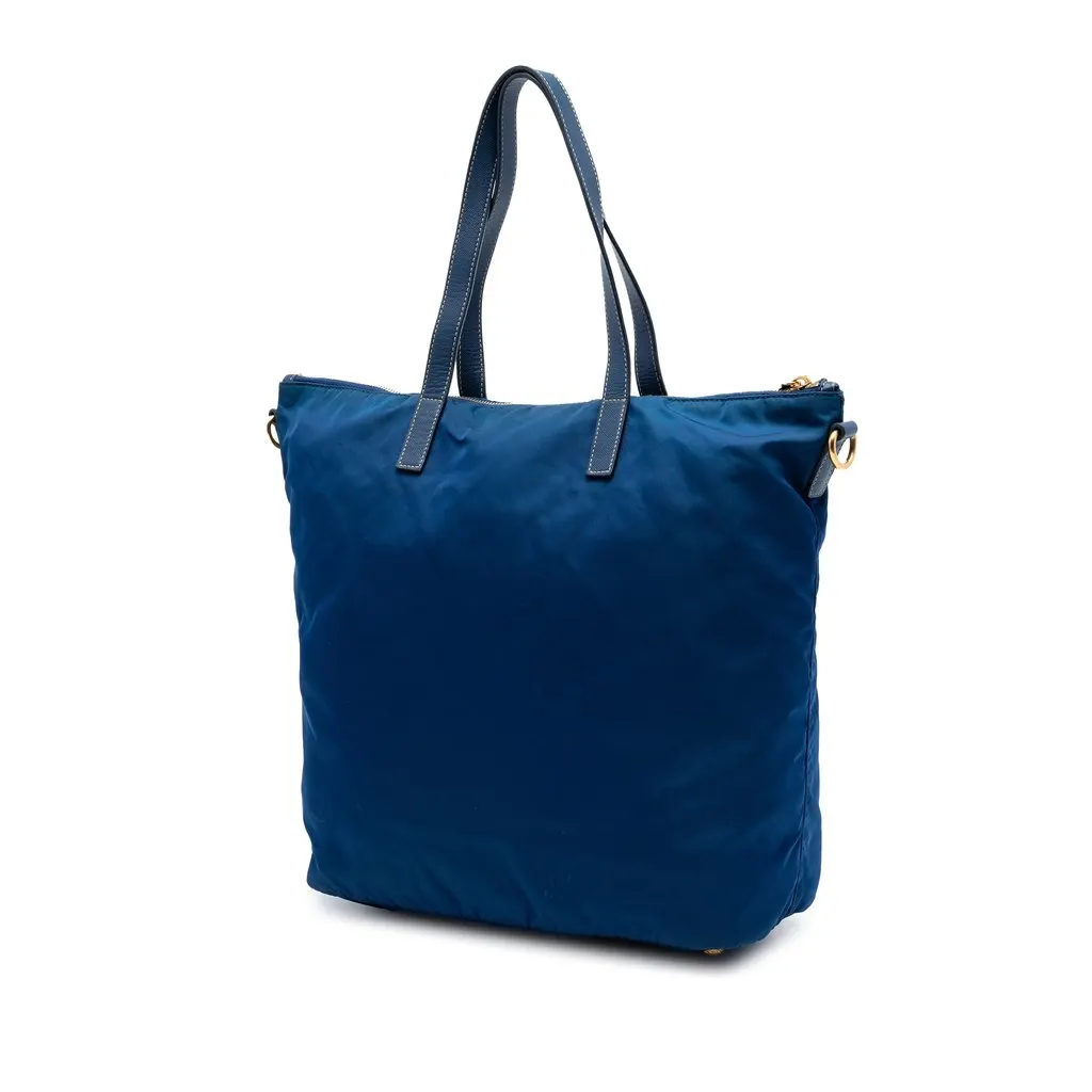 Prada Tessuto Zip Top Convertible Tote Blue Very good - Back View