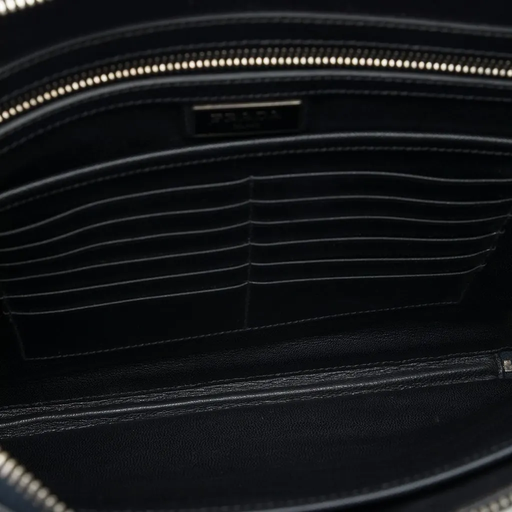 Prada Saffiano Laptop Case Blue Leather Very good - Model View