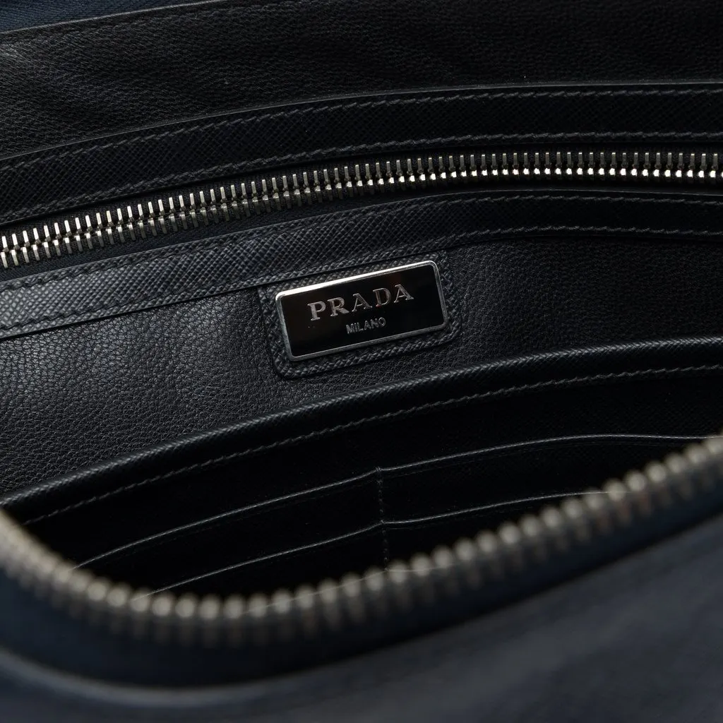 Prada Saffiano Laptop Case Blue Leather Very good - Box View