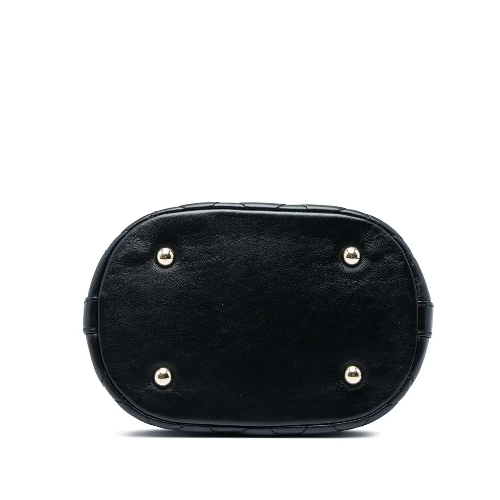 Chanel CC Quilted Lambskin Chain Bucket Bag Black Leather Very good - Inside View