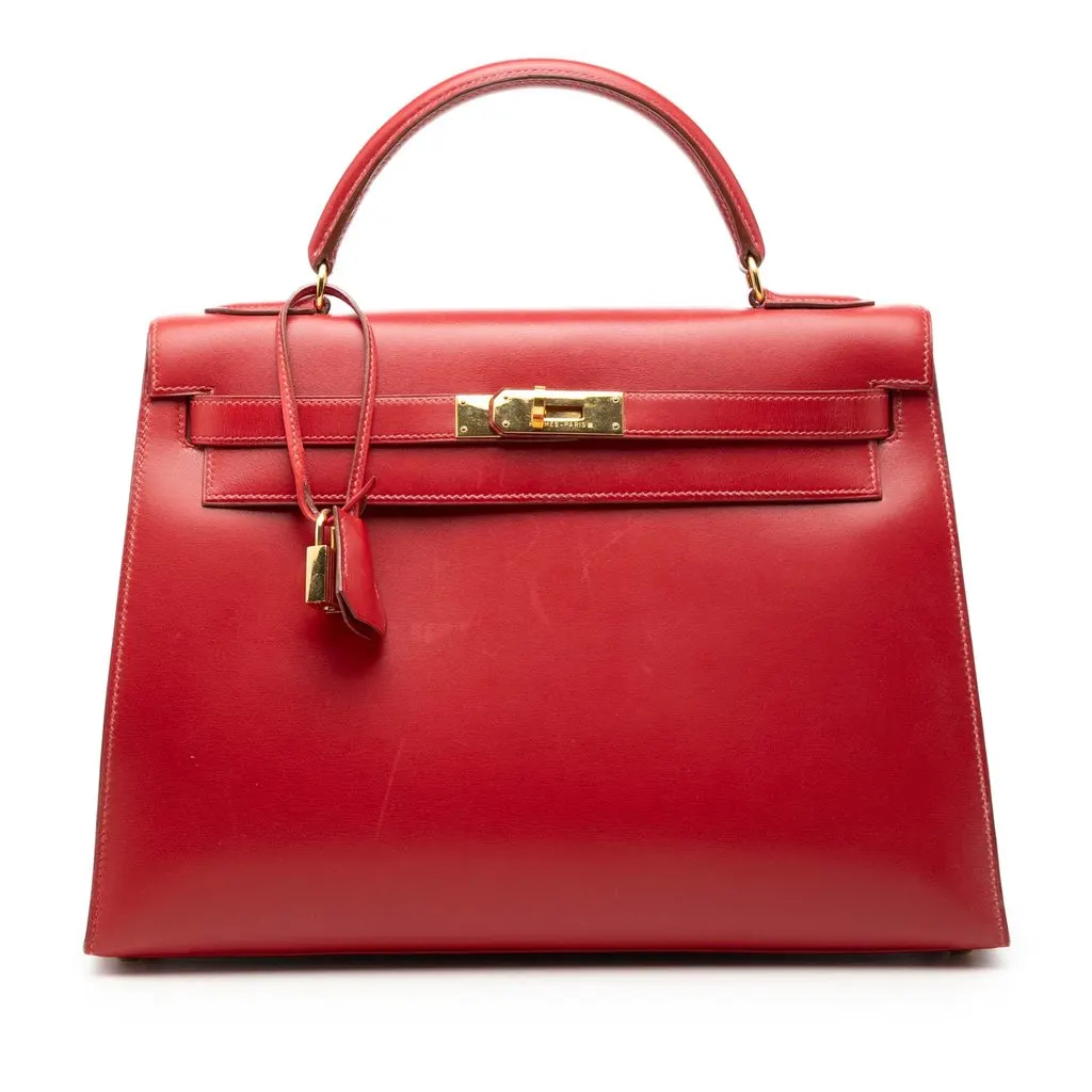 Hermès Box Calf Kelly Sellier 32 Red Leather Very good - Front View