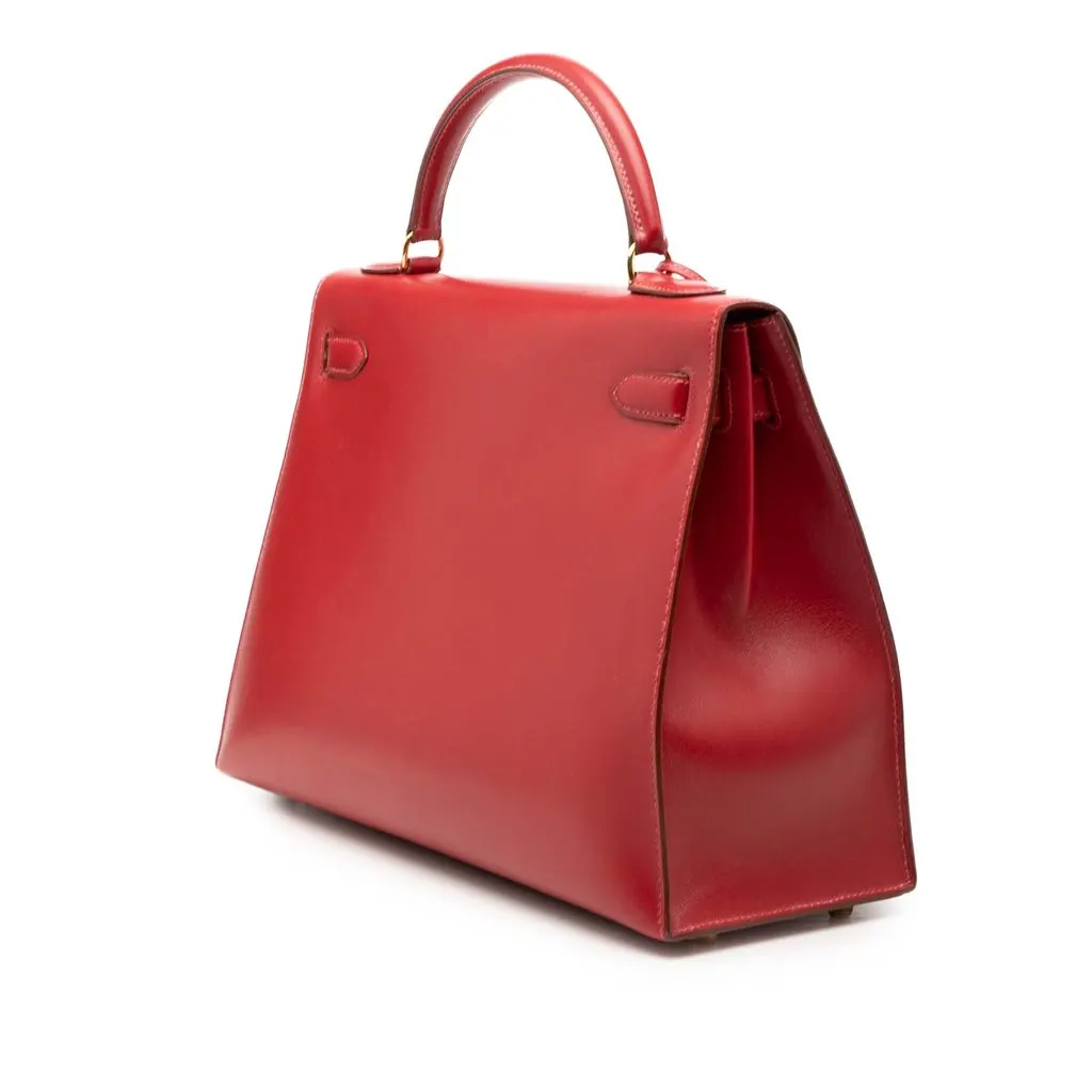 Hermès Box Calf Kelly Sellier 32 Red Leather Very good - Back View
