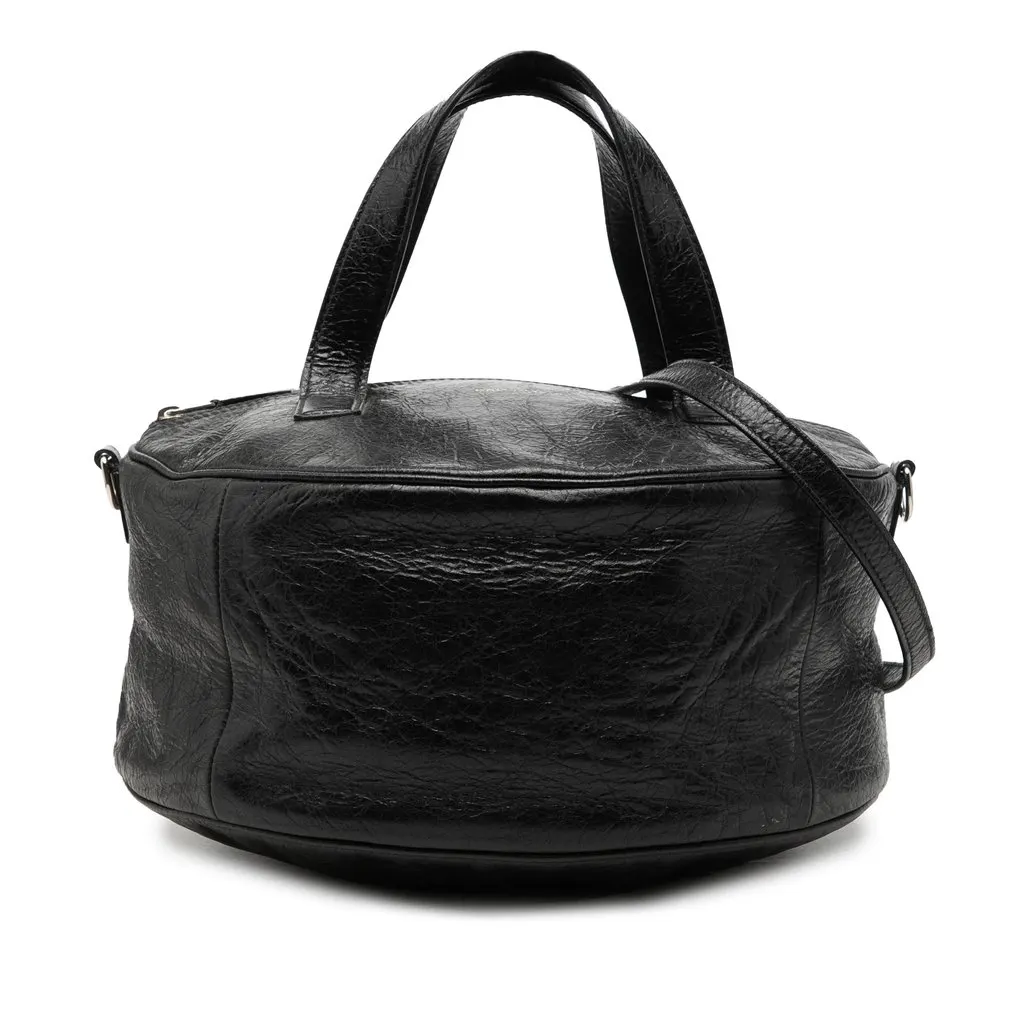 Balenciaga Lambskin Round Arena Air Hobo Black Leather Very good - Front View