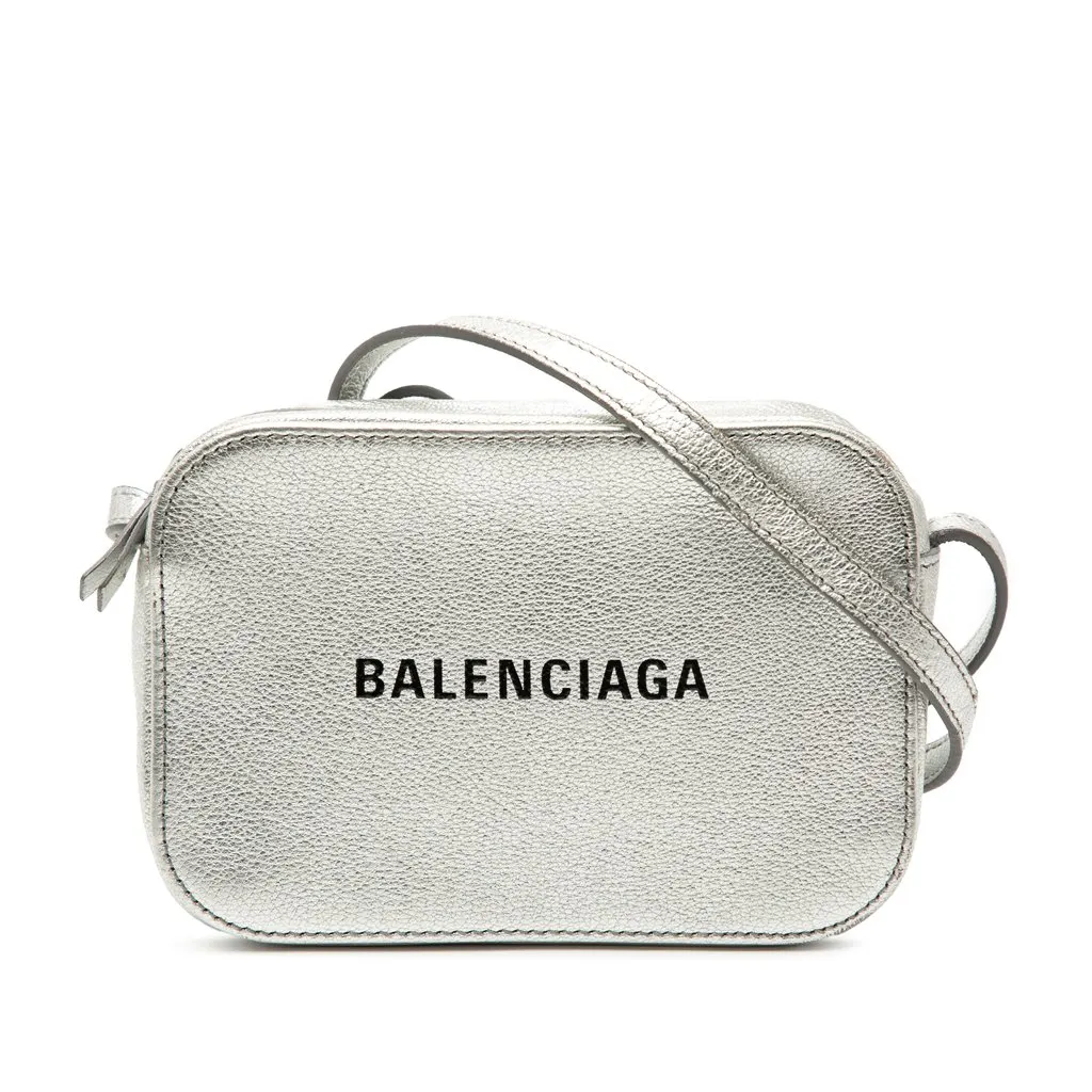 Balenciaga XS Metallic Leather Everyday Camera Bag Silver Leather Very good - Front View