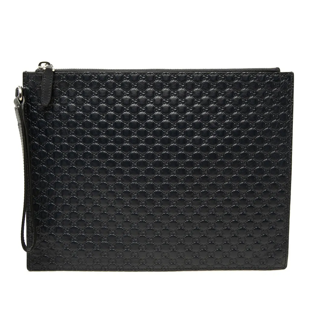 Gucci Microguccissima Clutch Black Leather Very good - Front View