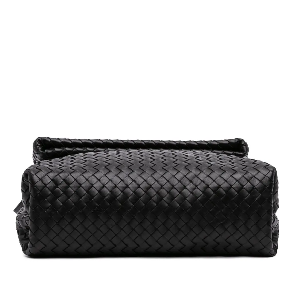 Bottega Veneta Small Nappa Intrecciato Fold Over Flap Crossbody Black Leather Never worn - Inside View
