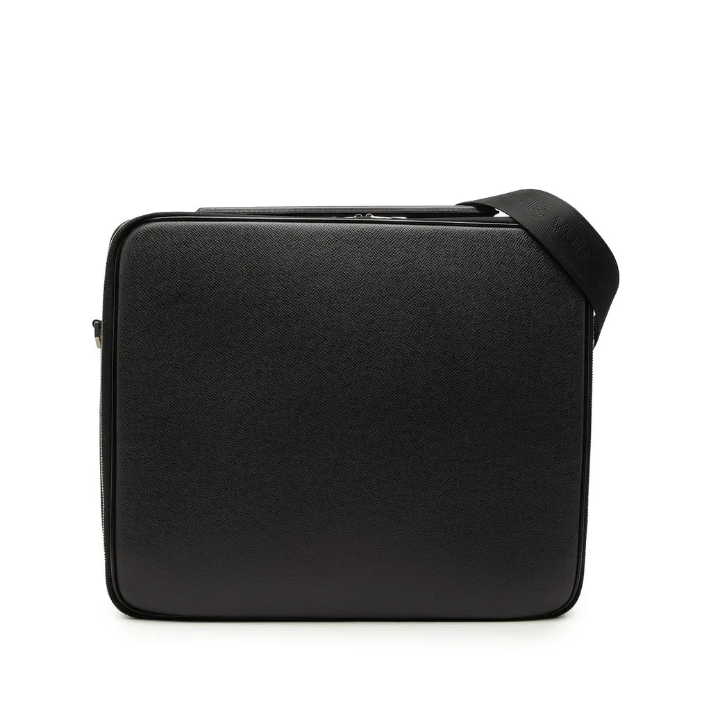 Louis Vuitton Taiga Porte Ordinateur Odessa Black Leather Good - Front View