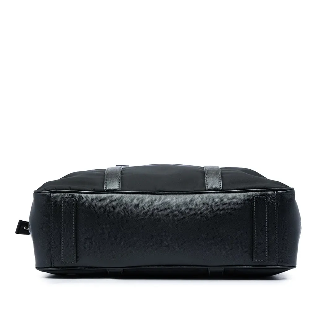 Prada Saffiano Trimmed Tessuto Business Bag Black Polyamide Good - Inside View