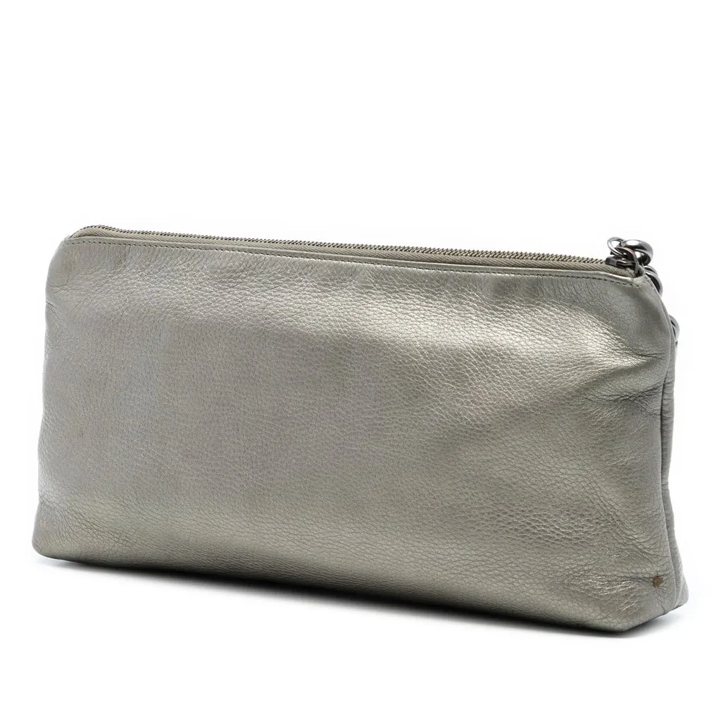 Gucci Metallic Leather Sienna Tassel Clutch Gold Leather Good - Back View