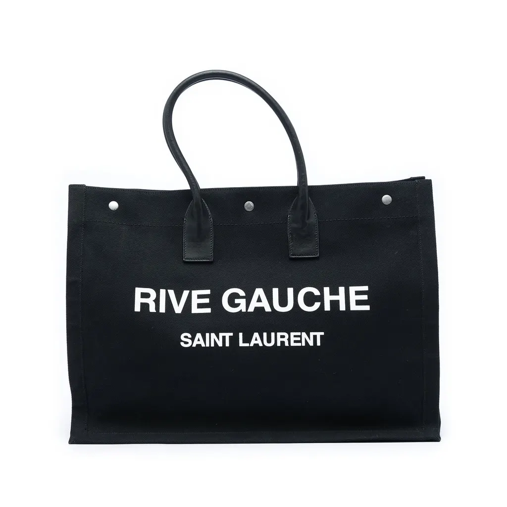 Saint Laurent Large Canvas Rive Gauche Tote Black Very good - Front View