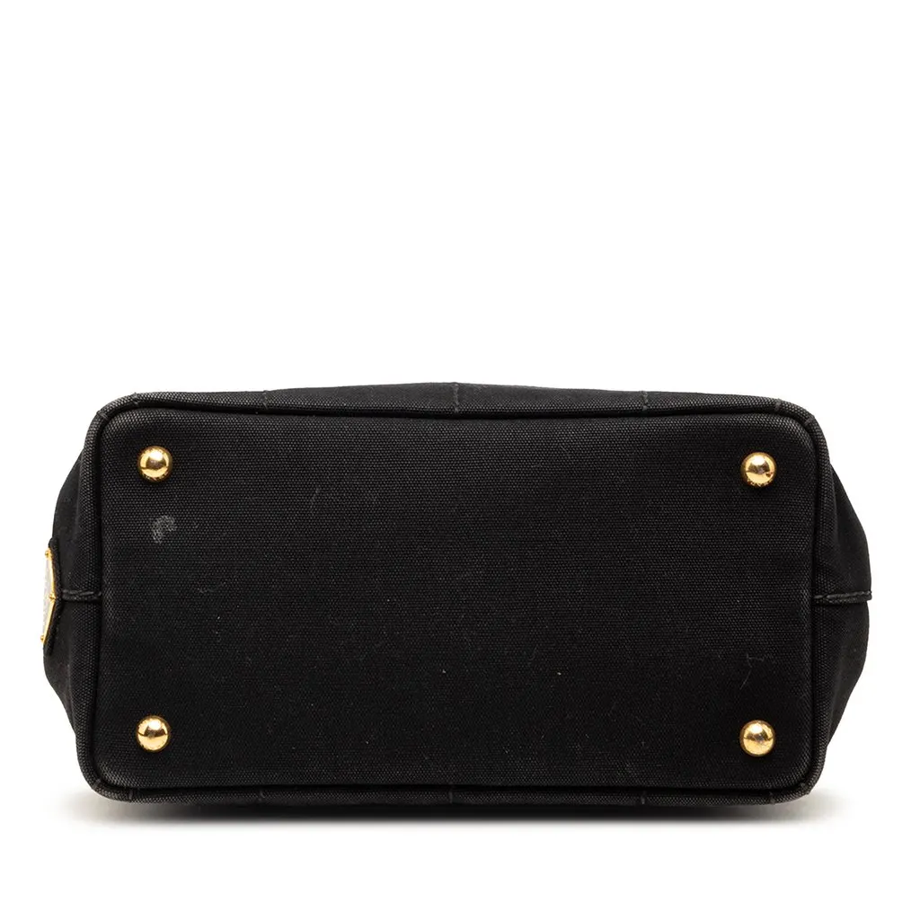 Prada Small Canvas Canapa Logo Satchel Black Very good - Inside View