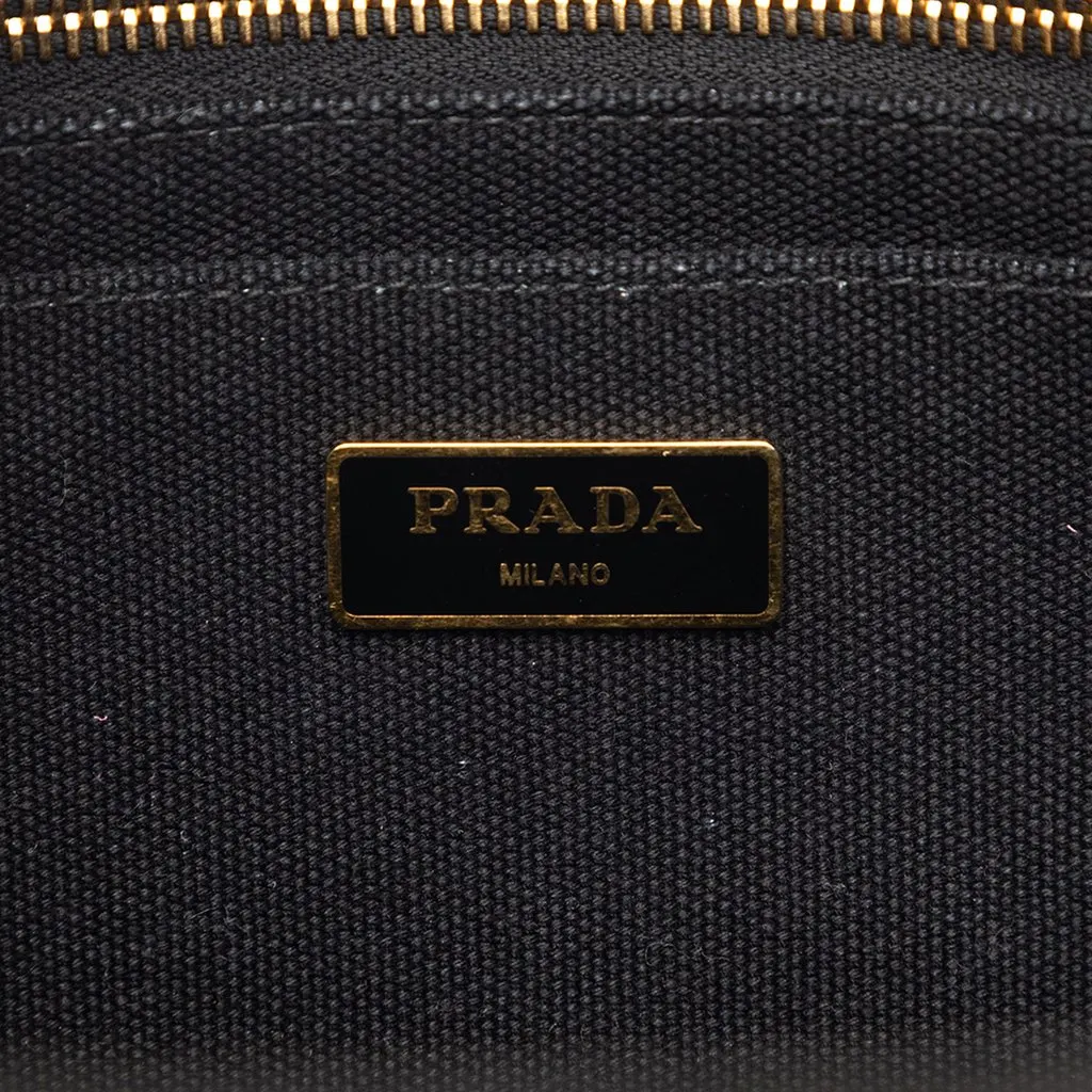 Prada Small Canvas Canapa Logo Satchel Black Very good - Box View