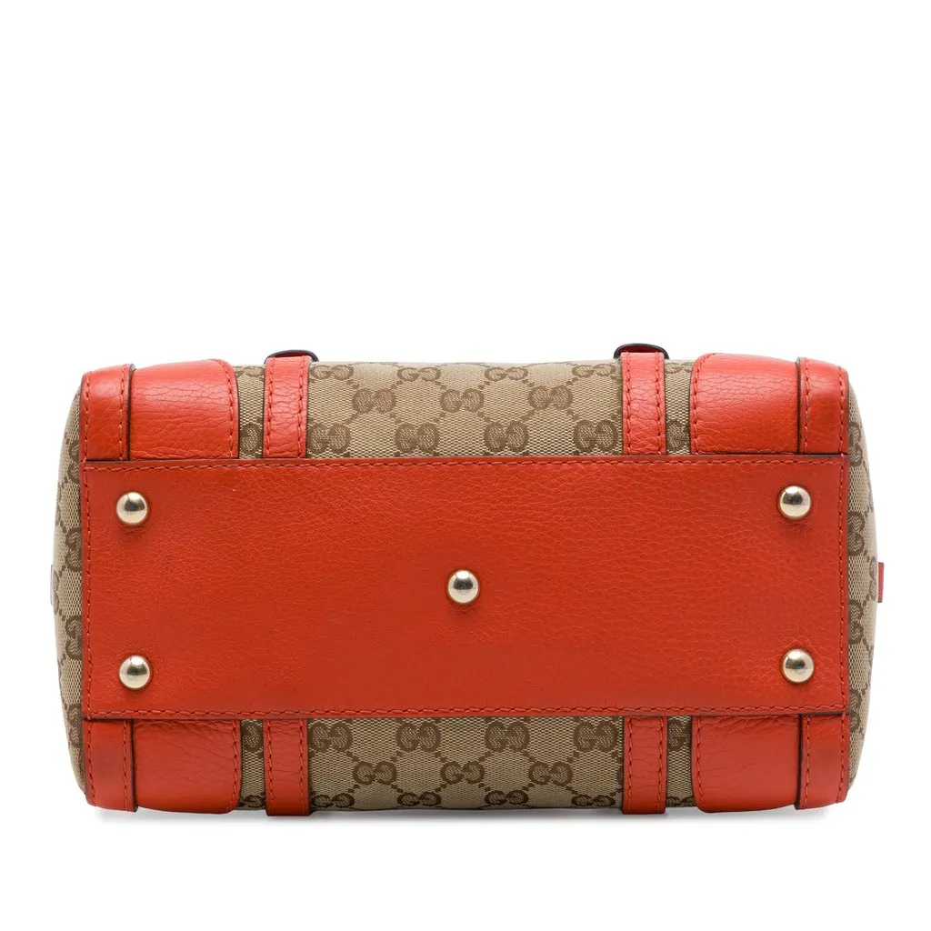 Gucci Small GG Canvas Belted Boston Bag Beige Canvas Good - Inside View