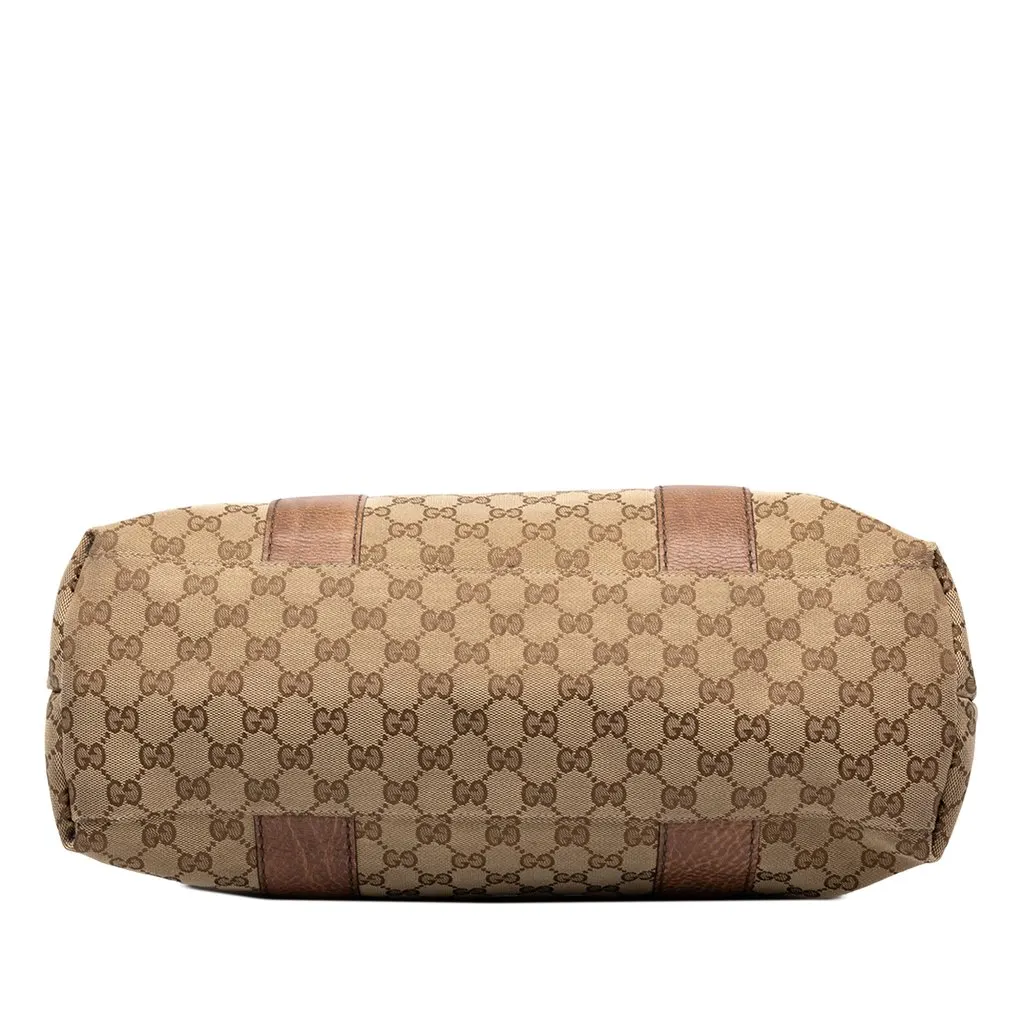 Gucci Medium GG Canvas Bamboo Libeccio Tote Beige Canvas Good - Inside View