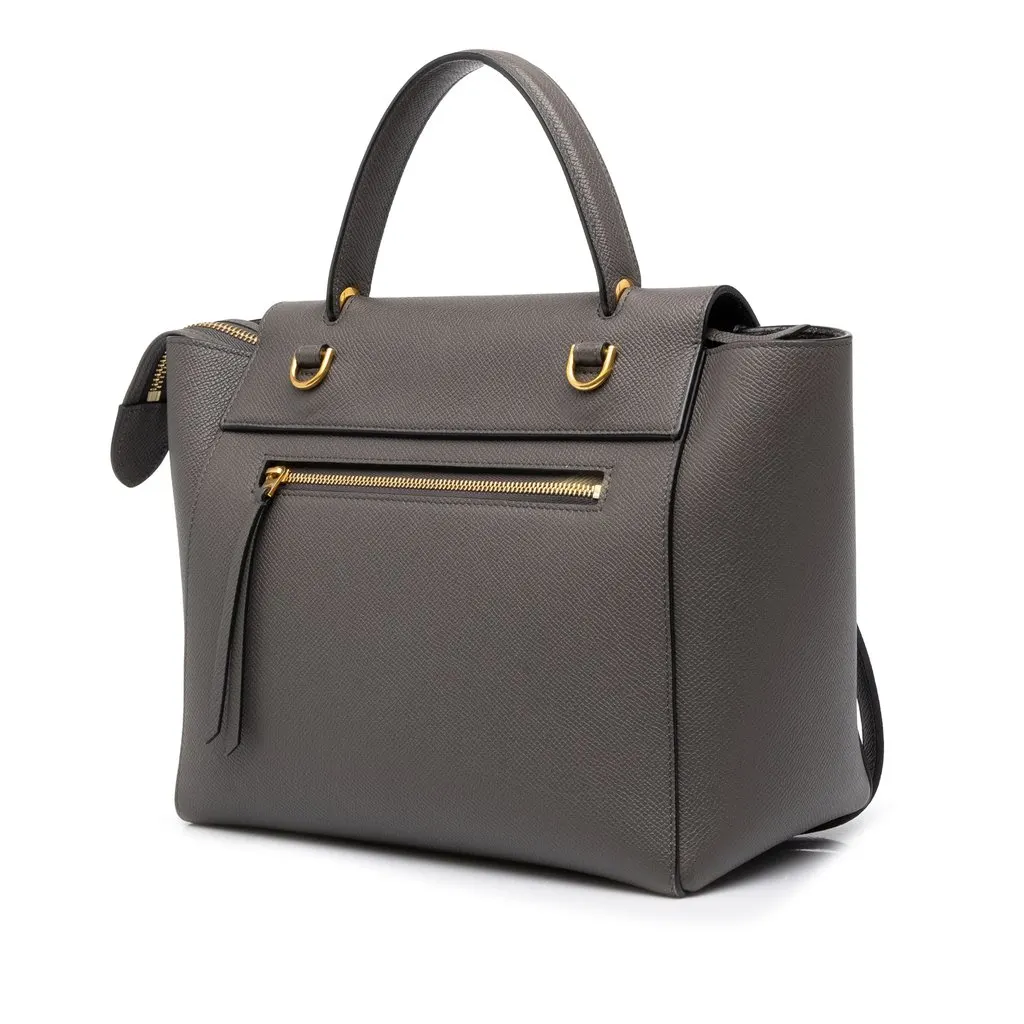 Celine Micro Grained Calfskin Belt Bag Grey Leather Very good - Back View