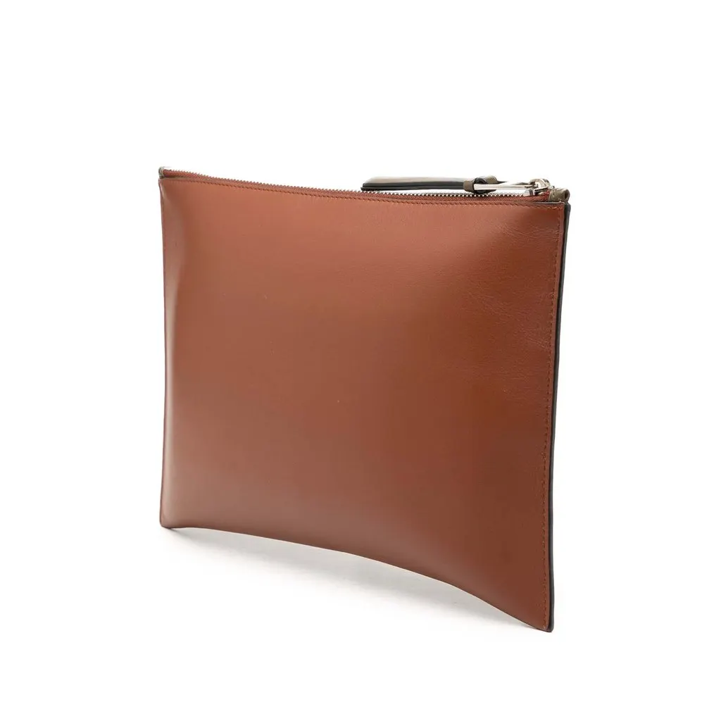 Loewe Leather Anagram Flat Pouch Brown Leather Very good - Back View