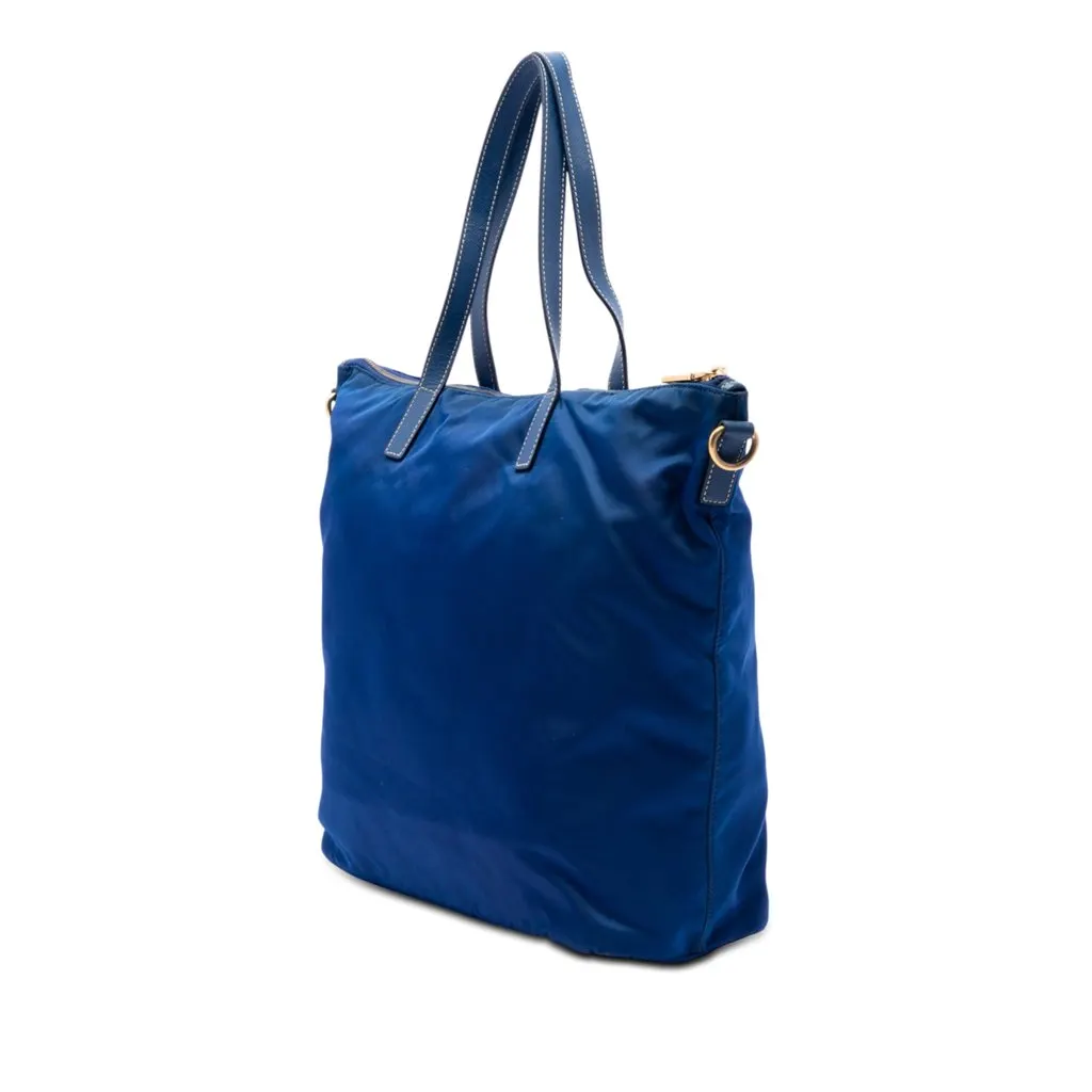 Prada Tessuto Zip Top Convertible Tote Blue Very good - Back View