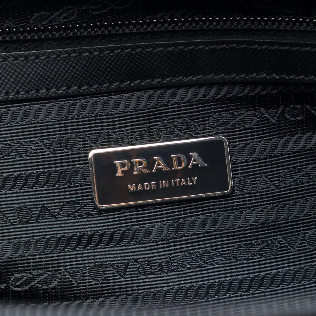 Prada Saffiano Trimmed Tessuto Business Bag Black Very good - Box View