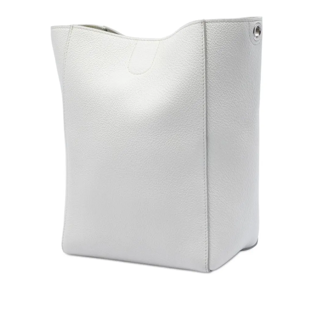 Celine Small Soft Grained Calfskin Seau Sangle Bucket Bag White Leather Very good - Back View