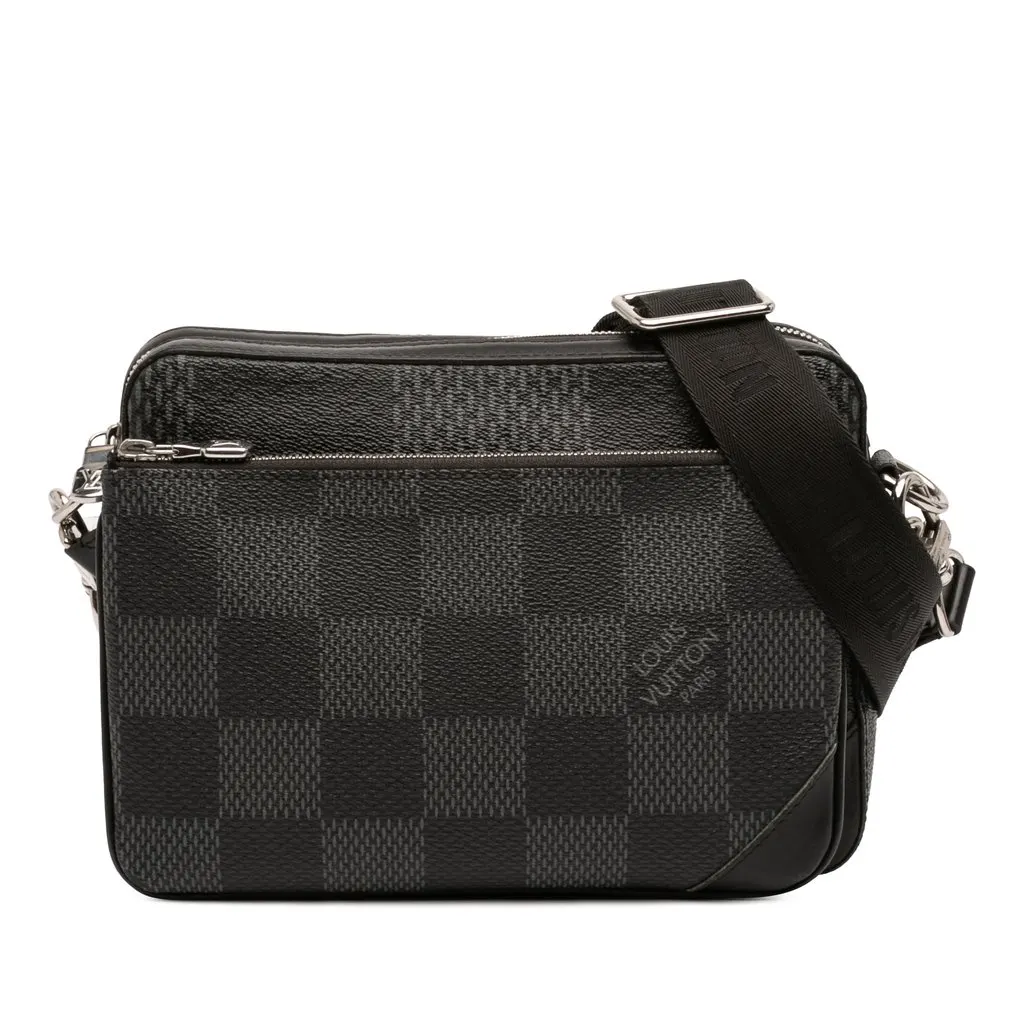 Louis Vuitton Damier Graphite 3D Trio Messenger Bag Black Good - Front View